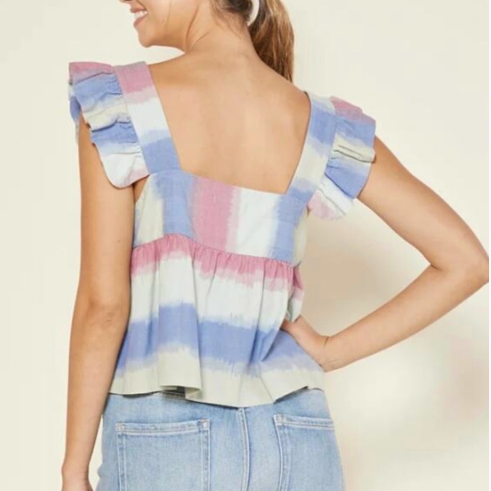 Outerknown Multicolor Ruffle Sleeve Top - Picture 3 of 6